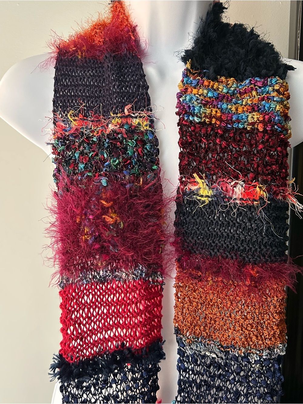 Handcrafted Multicolor Textured Knit Scarf - Women Accessories